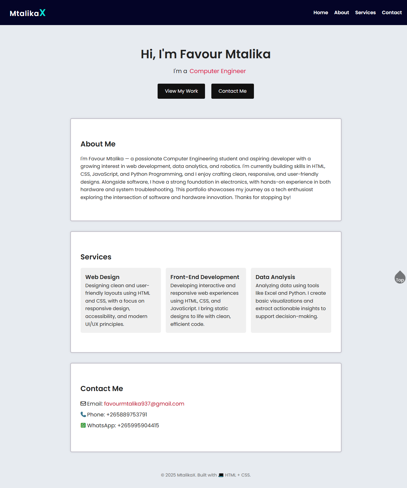 MtalikaX Portfolio Screenshot